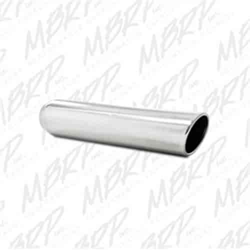 Garage Parts Exhaust Tip 2.5 in. Inlet 3.5 in. Outside Dia. 16 in. Length Angled Cut Rolled Edge Weld On T304 Stainless Steel