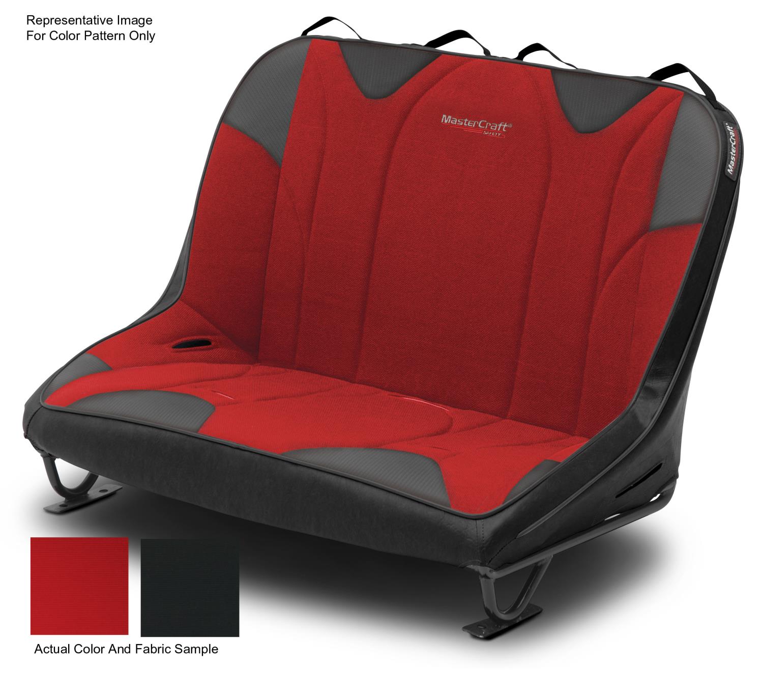 310182 40 in. Rubicon Rear Bench w/o Headrest, 2003-2006 Jeep TJ, Black w/Red Center & Red Side Panels