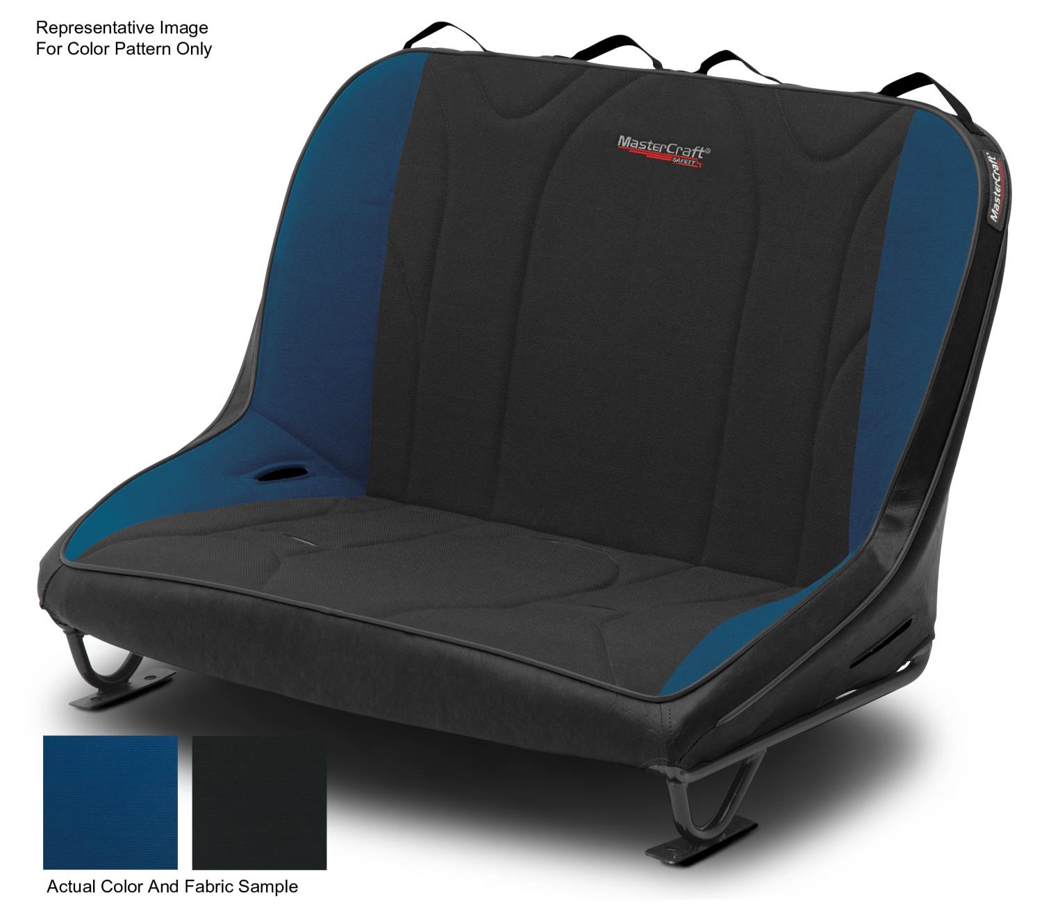 310193 40 in. Rubicon Rear Bench w/o Headrest, 1997-2002 Jeep TJ, Black w/Black Center & Blue Side Panels