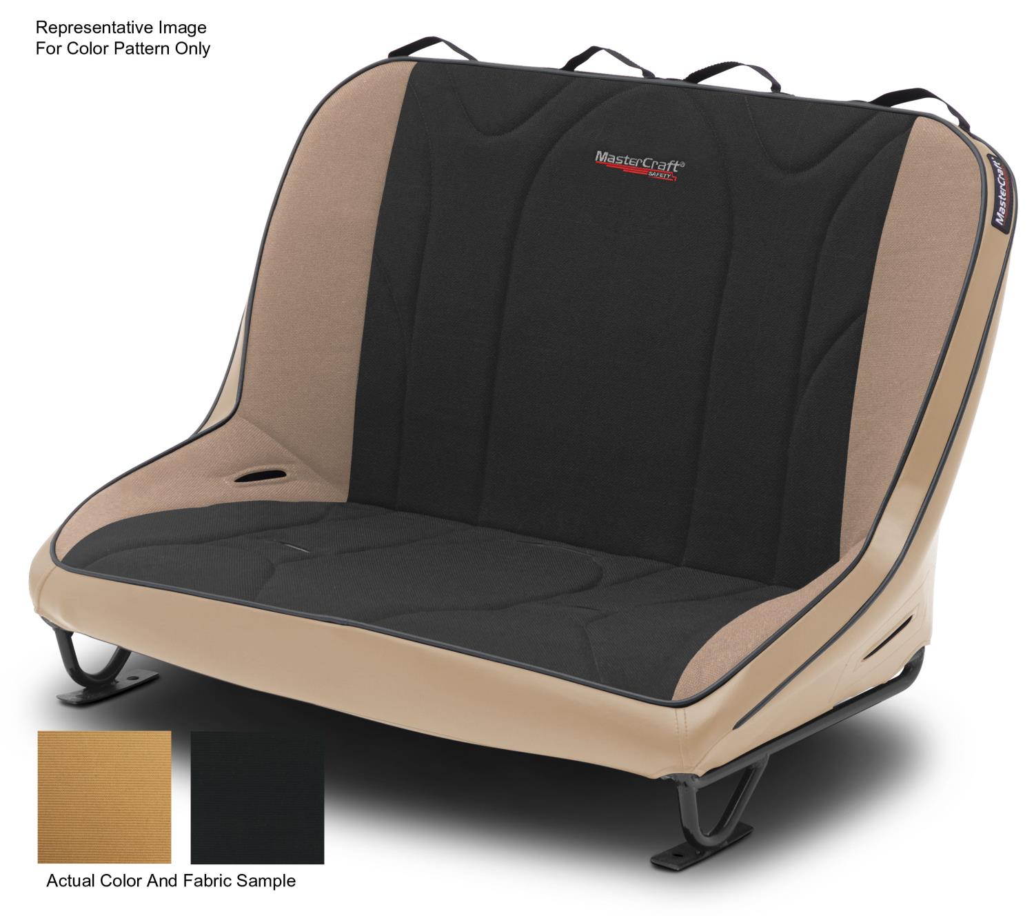 310238 36 in. Rubicon Rear Bench w/o Headrest, 1976-1986 Jeep CJ, Tan w/Black Center & Brown Haze Side Panels