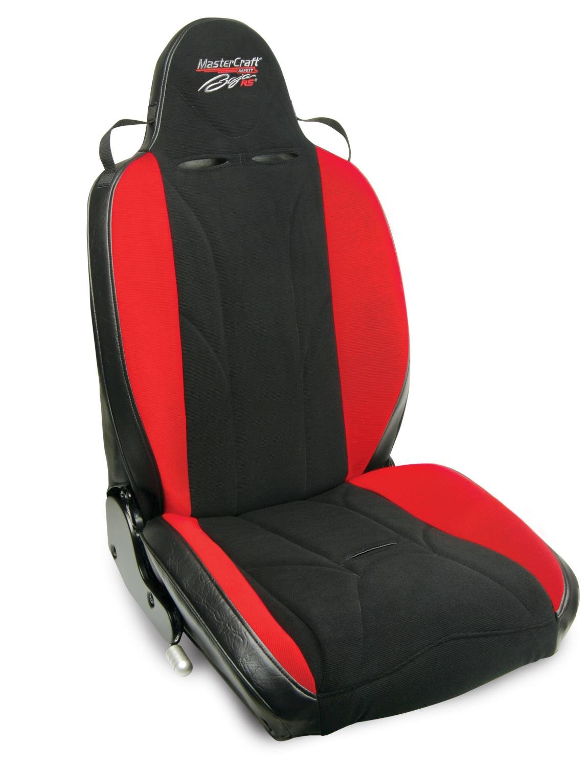 506022 MasterCraft Baja RS w/Fixed Headrest, Black w/Black Center & Red Side Panels, Recliner Lever Right, w/BRS Stitch Pattern