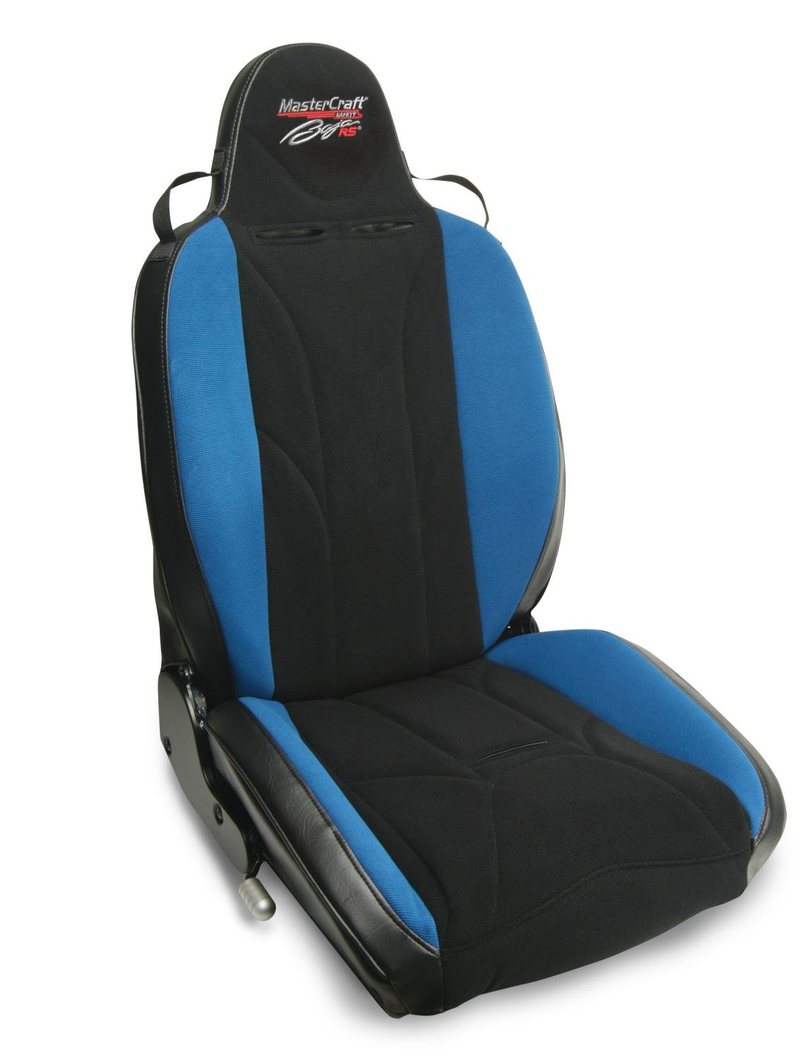 506023 MasterCraft Baja RS w/Fixed Headrest, Black w/Black Center & Blue Side Panels, Recliner Lever Right, w/BRS Stitch Pattern