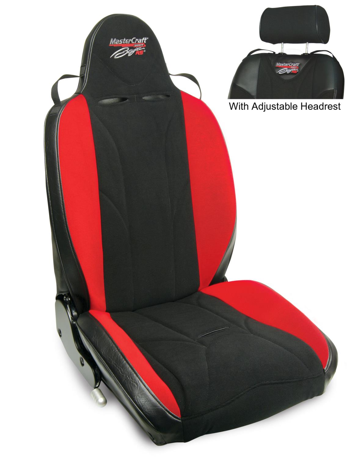 514022 MasterCraft Baja RS w/Adj. Headrest, Black w/Black Center & Red Side Panels, Recliner Lever Right, w/BRS Stitch Pattern