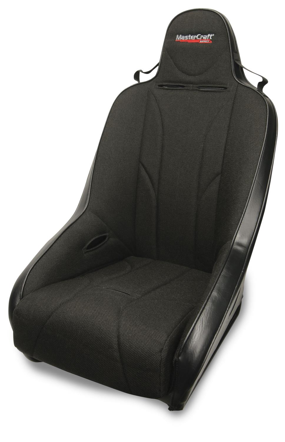 561214 2 in. WIDER PROSeat w/Fixed Headrest, Black with Black Fabric Removable Cushion, Black Side Panels, Black Band