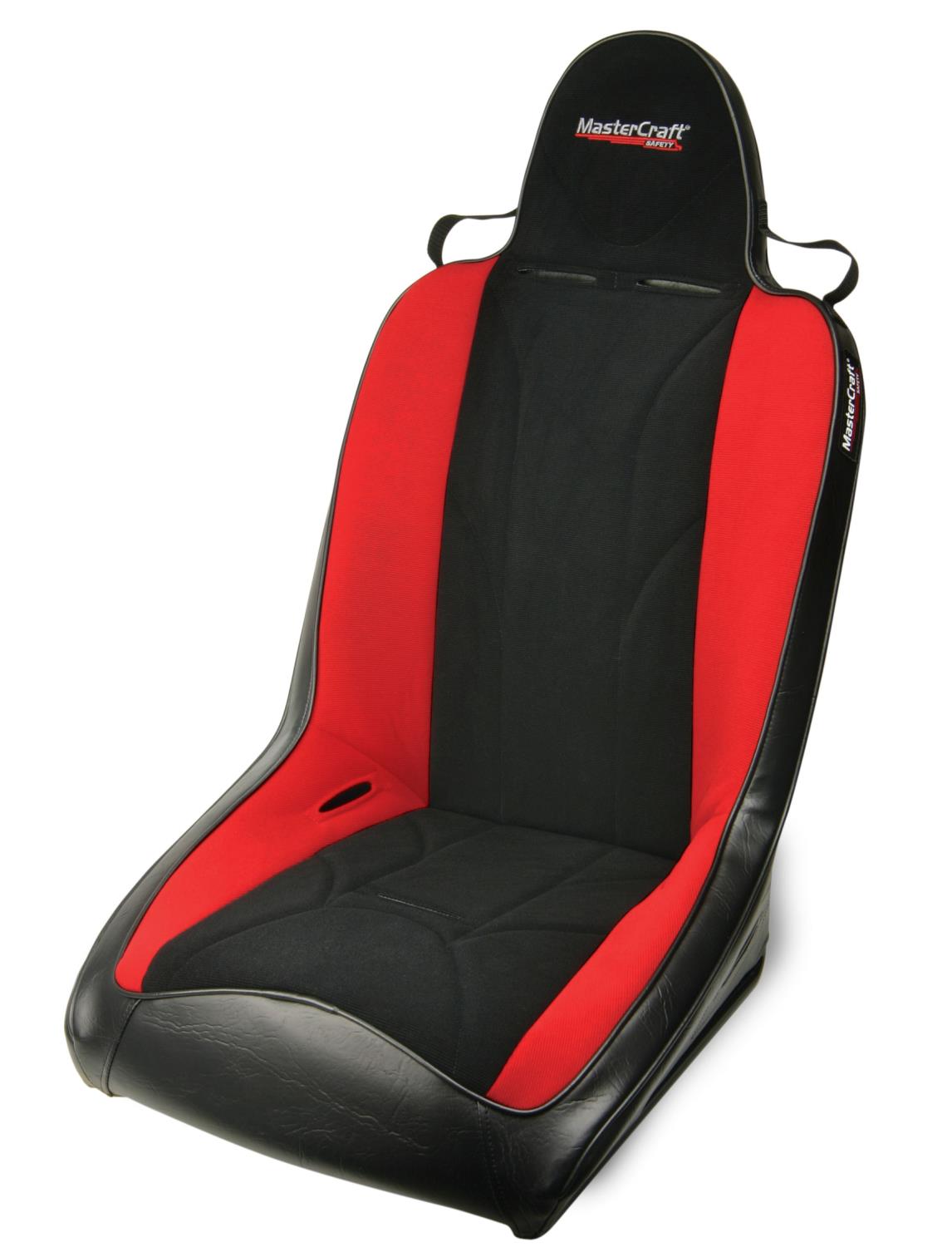 576212 Sportsman w/Fixed Headrest, Black w/Black Center & Red Side Panels w/BRS Stitch Pattern