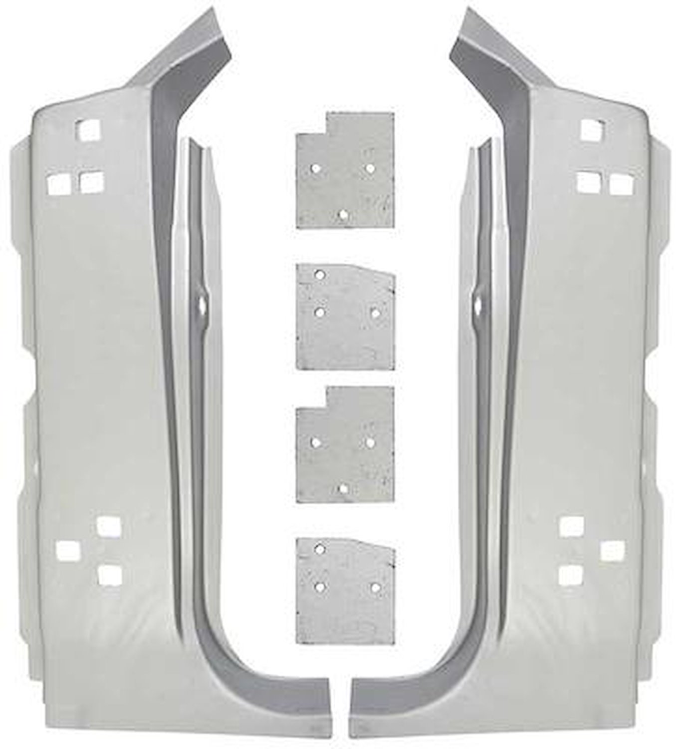 02043B A-Pillar Panel Set 1967-68 Mustang, Cougar; 6 Piece Set; Silver Weld Thru Coating