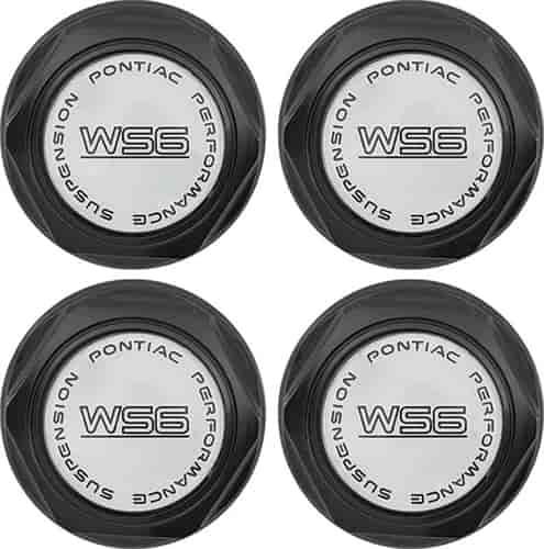 1982-92 Firebird - Wheel Center Cap Set - Flat Black w/ Silver WS6 Logo w/o Metal Clips (4 pc)