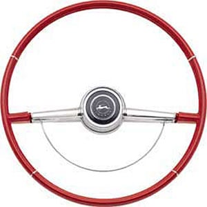 9742431 Steering Wheel 1965-66 Impala with Chrome Horn Ring; Red