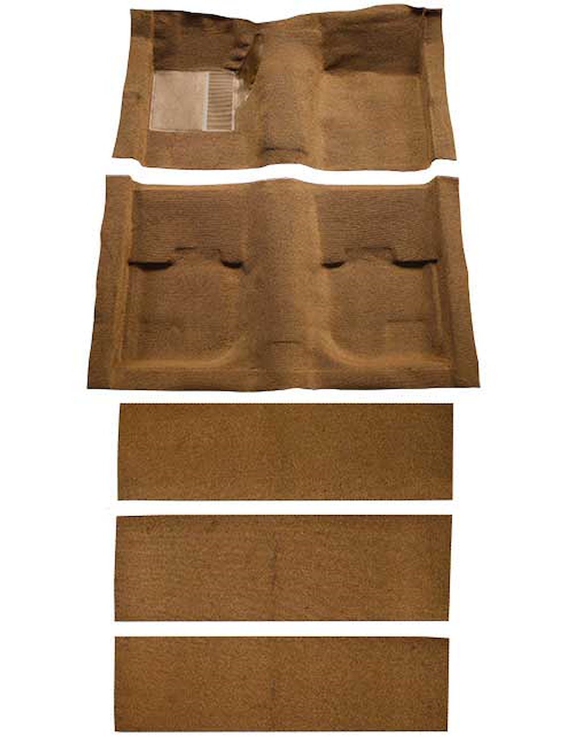 A4055A29 Nylon Loop Floor and Fold Down Seat Carpet Set 1969-70 Mustang Fastback; Ginger