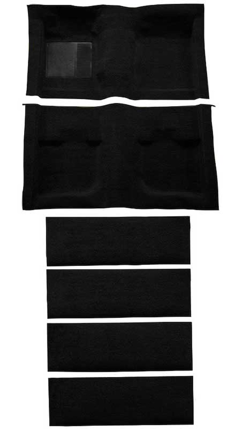 A4061A01 Nylon Loop Floor and Fold Down Seat Carpet Set 1971-73 Mustang Fastback; Black