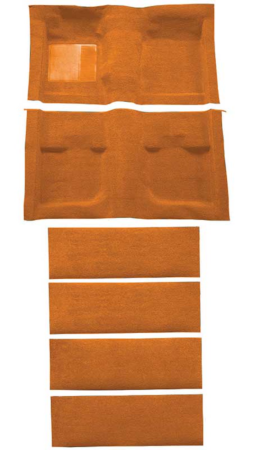 A4061A69 Nylon Loop Floor and Fold Down Seat Carpet Set 1971-73 Mustang Fastback; Medium Saddle