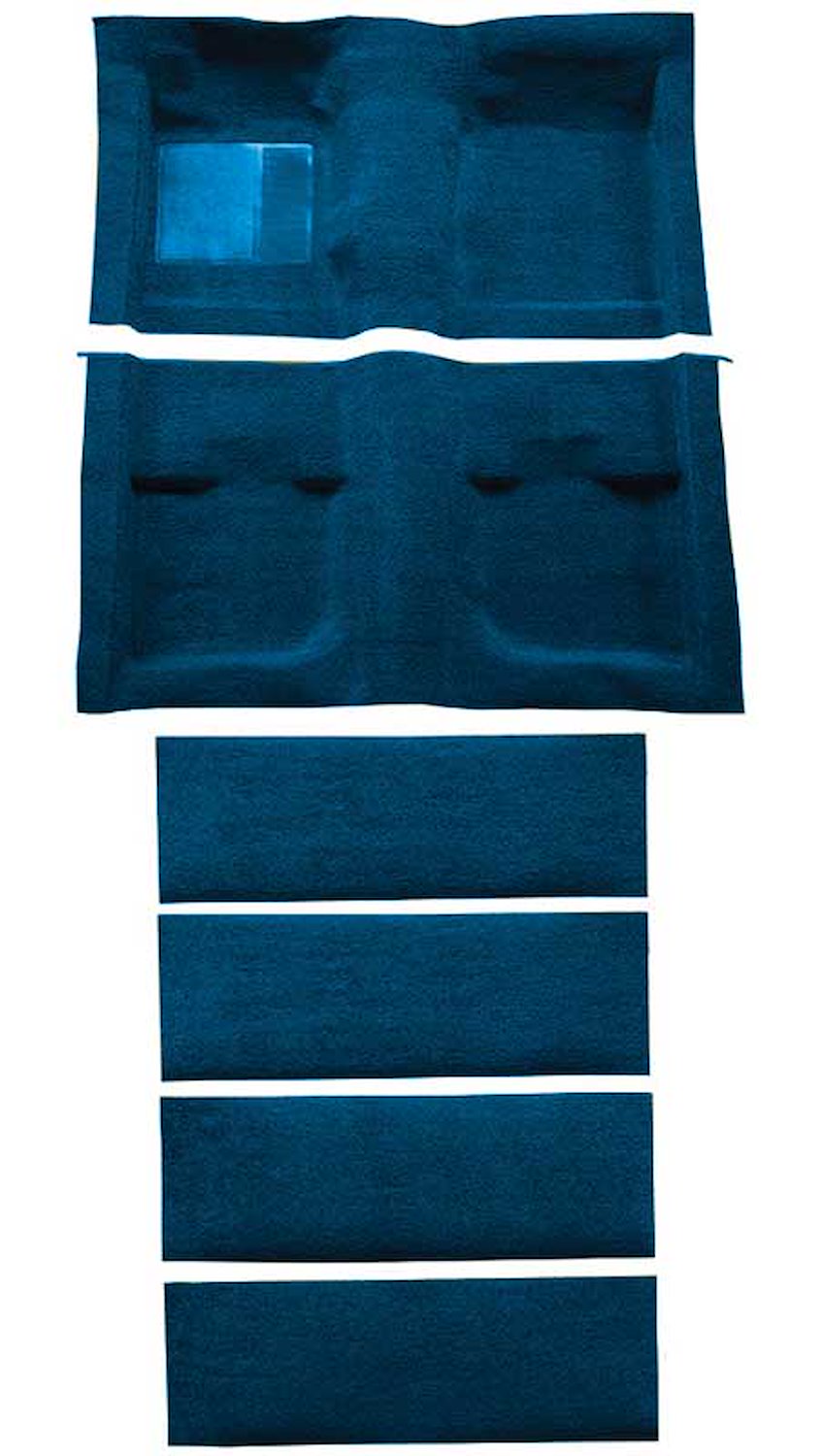 A4061B12 Nylon Loop Floor & Fold Down Seat Carpet Set With Mass Backing 1971-73 Mustang Fastback; Dark Blue