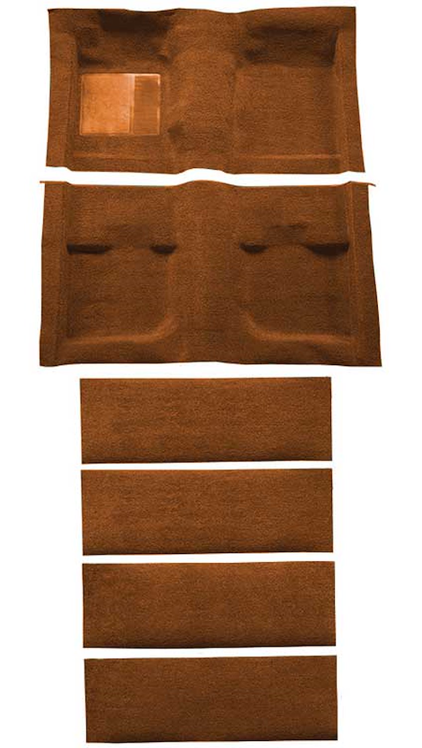 A4061B29 Nylon Loop Floor & Fold Down Seat Carpet Set With Mass Backing 1971-73 Mustang Fastback; Ginger