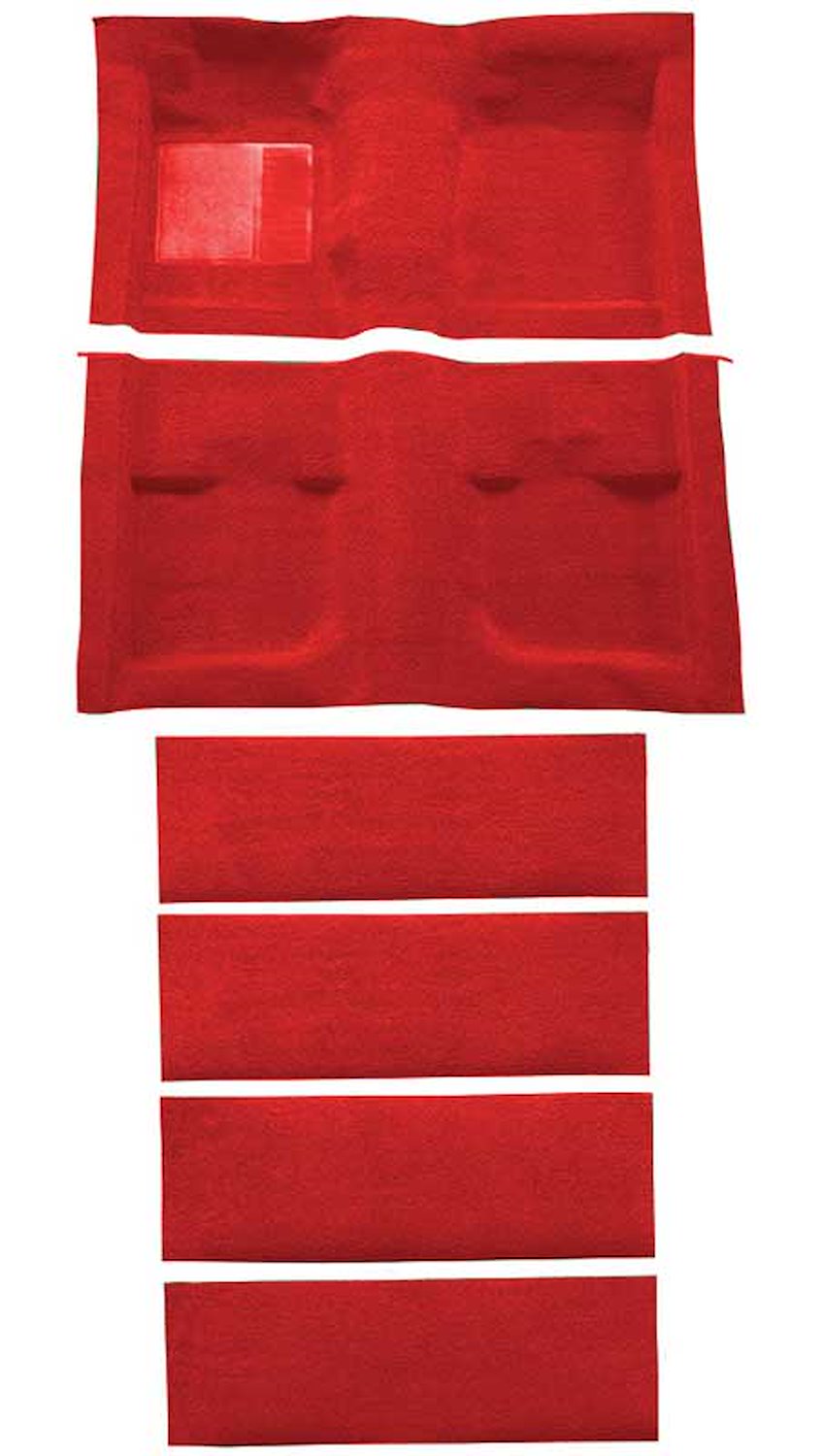 A4061B92 Nylon Loop Floor & Fold Down Seat Carpet Set With Mass Backing 1971-73 Mustang Fastback; Medium Red