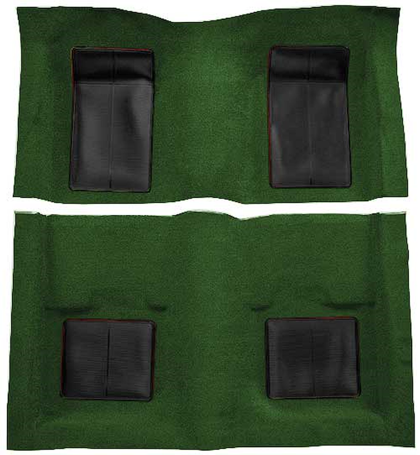 A4101B39 Nylon Loop Floor Carpet With Mass Backing 1969 Mustang Mach 1; Green Carpet/Black Inserts