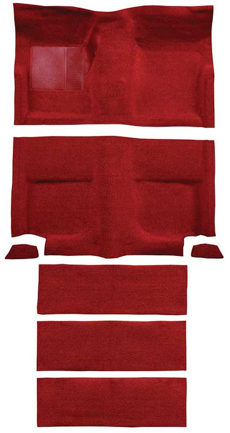 A4102A02 Passenger Area and Rear Fold Down Seat Loop Carpet Set 1965-68 Mustang Fastback; Red