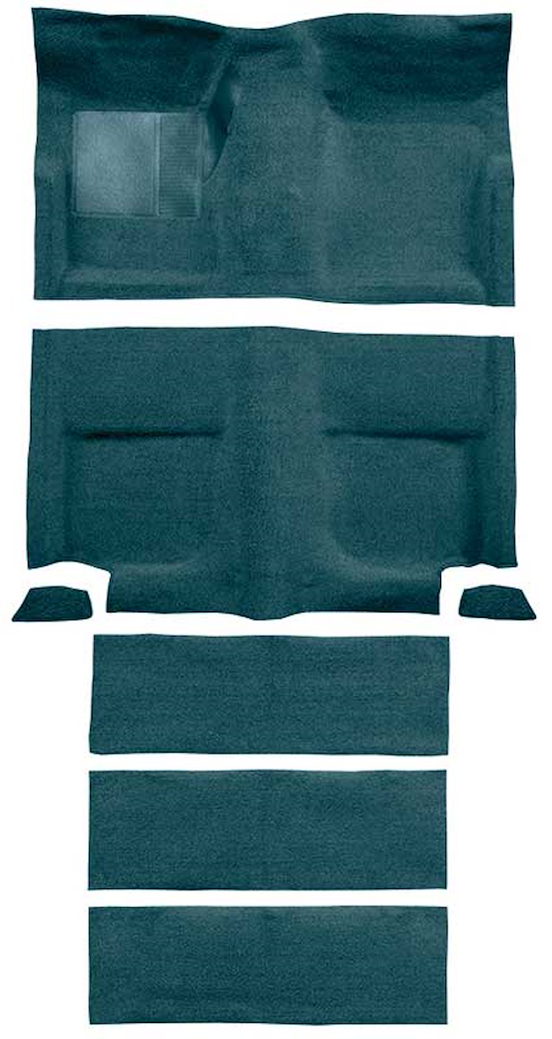 A4102A06 Passenger Area and Rear Fold Down Seat Loop Carpet Set 1965-68 Mustang Fastback; Aqua