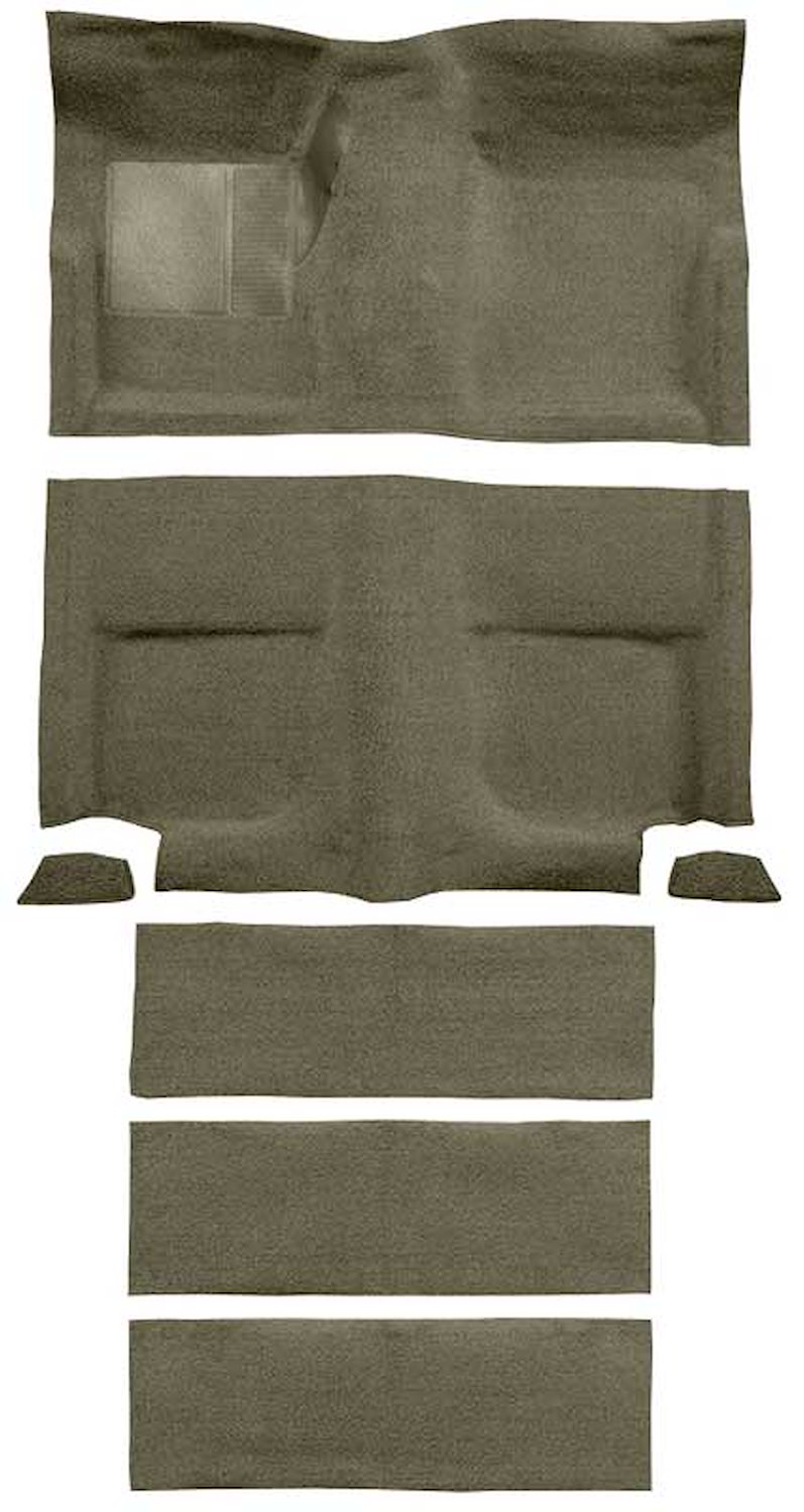 A4102A09 Passenger Area and Rear Fold Down Seat Loop Carpet Set 1965-68 Mustang Fastback; Ivy Gold