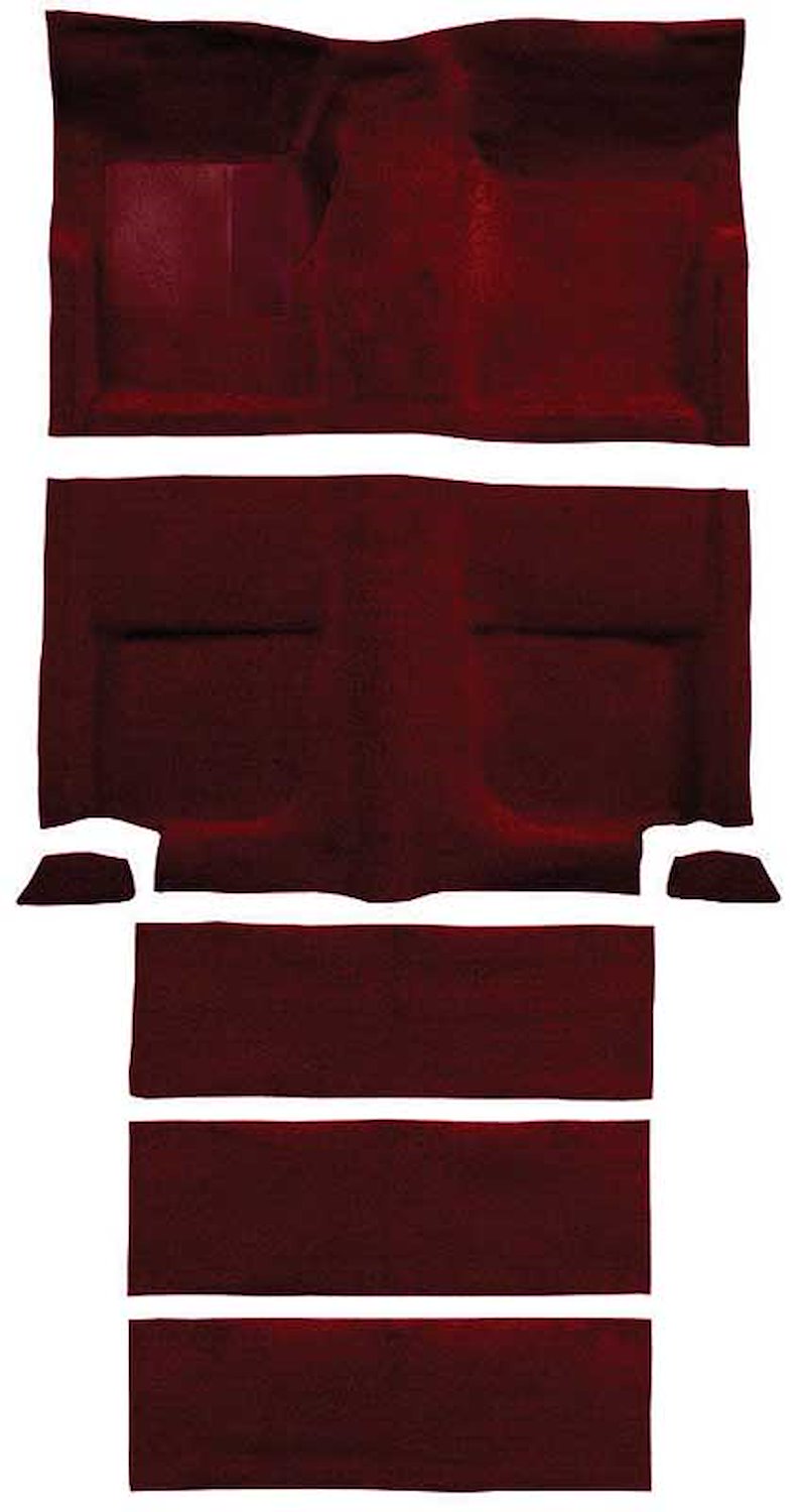 A4102A15 Passenger Area and Rear Fold Down Seat Loop Carpet Set 1965-68 Mustang Fastback; Maroon