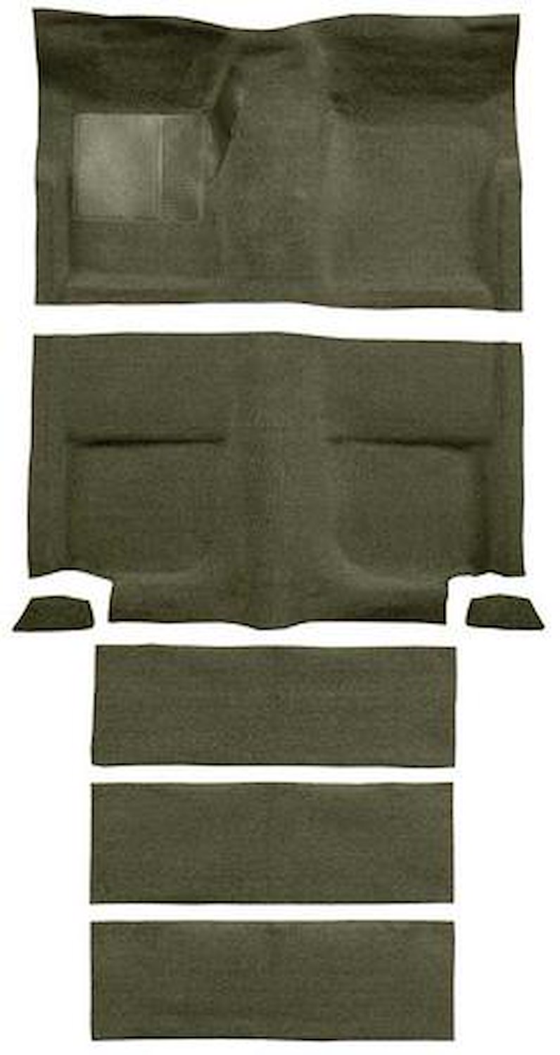 A4102A19 Passenger Area and Rear Fold Down Seat Loop Carpet Set 1965-68 Mustang Fastback; Moss Green