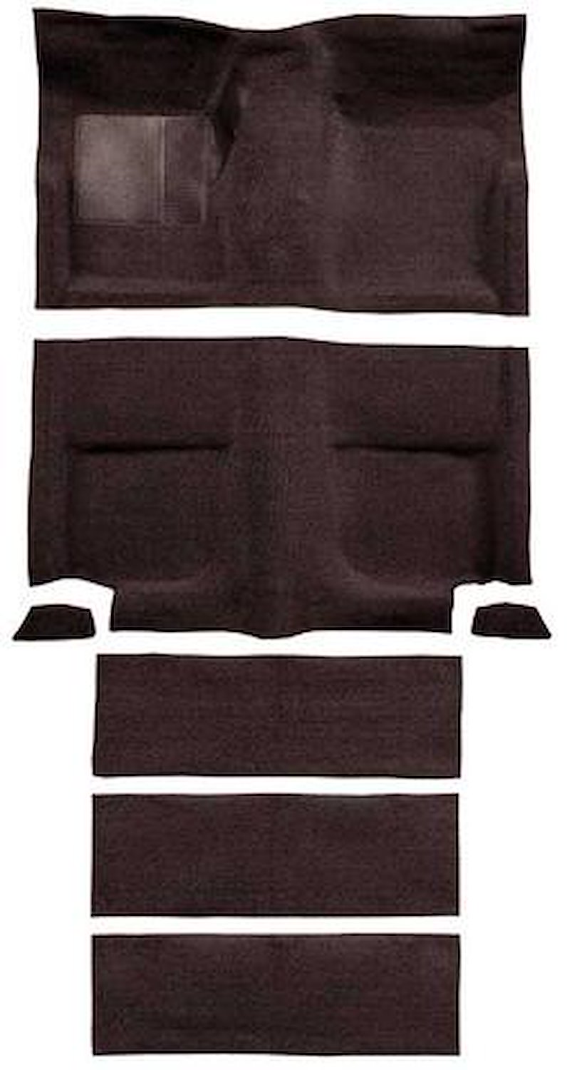 A4102A30 Passenger Area and Rear Fold Down Seat Loop Carpet Set 1965-68 Mustang Fastback; Dark Brown