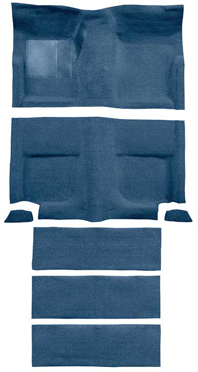A4102A41 Passenger Area and Rear Fold Down Seat Loop Carpet Set 1965-68 Mustang Fastback; Medium Blue