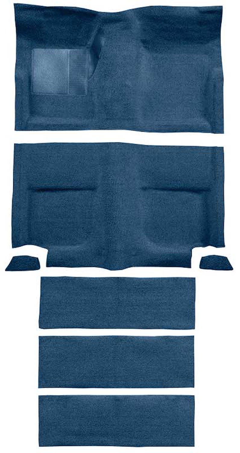 A4102A62 Passenger Area and Rear Fold Down Seat Loop Carpet Set 1965-68 Mustang Fastback; Ford Blue