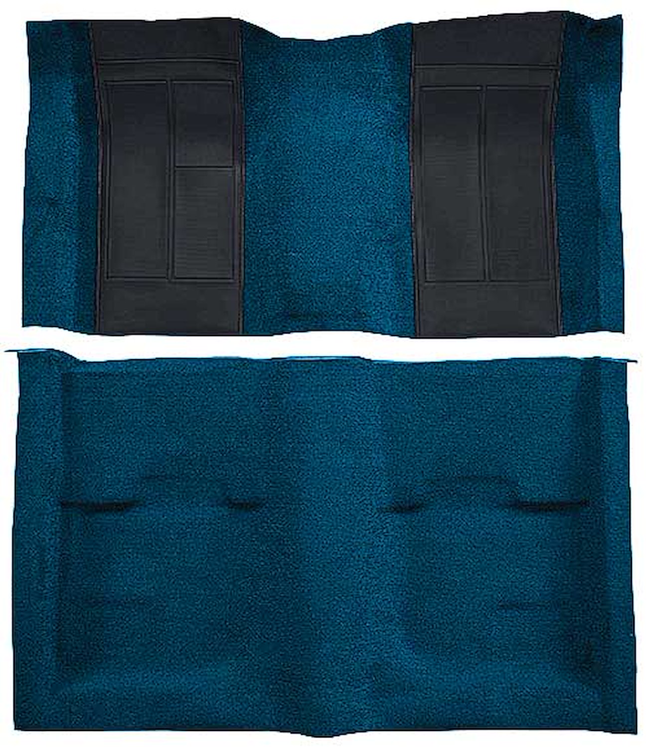 A4107B12 Nylon Loop Floor Carpet With Mass Backing 1970 Mustang Mach 1; Dark Blue/Black Inserts
