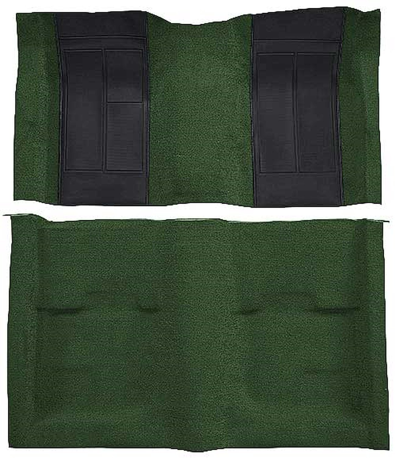 A4107B39 Nylon Loop Floor Carpet With Mass Backing 1970 Mustang Mach 1; Green/Black Inserts