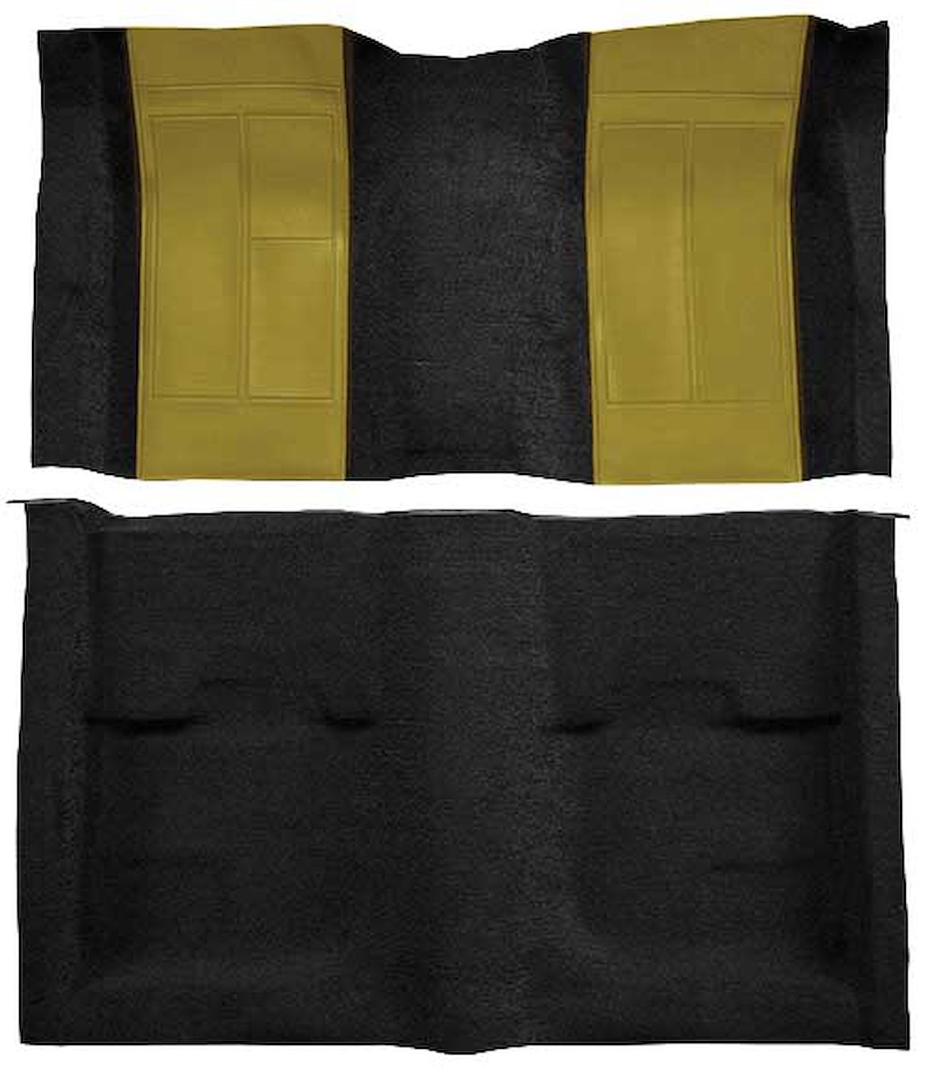 A4109A09 Passenger Area Nylon Loop Floor Carpet Set 1970 Mustang Mach 1; Black Carpet With Ivy Gold Inserts