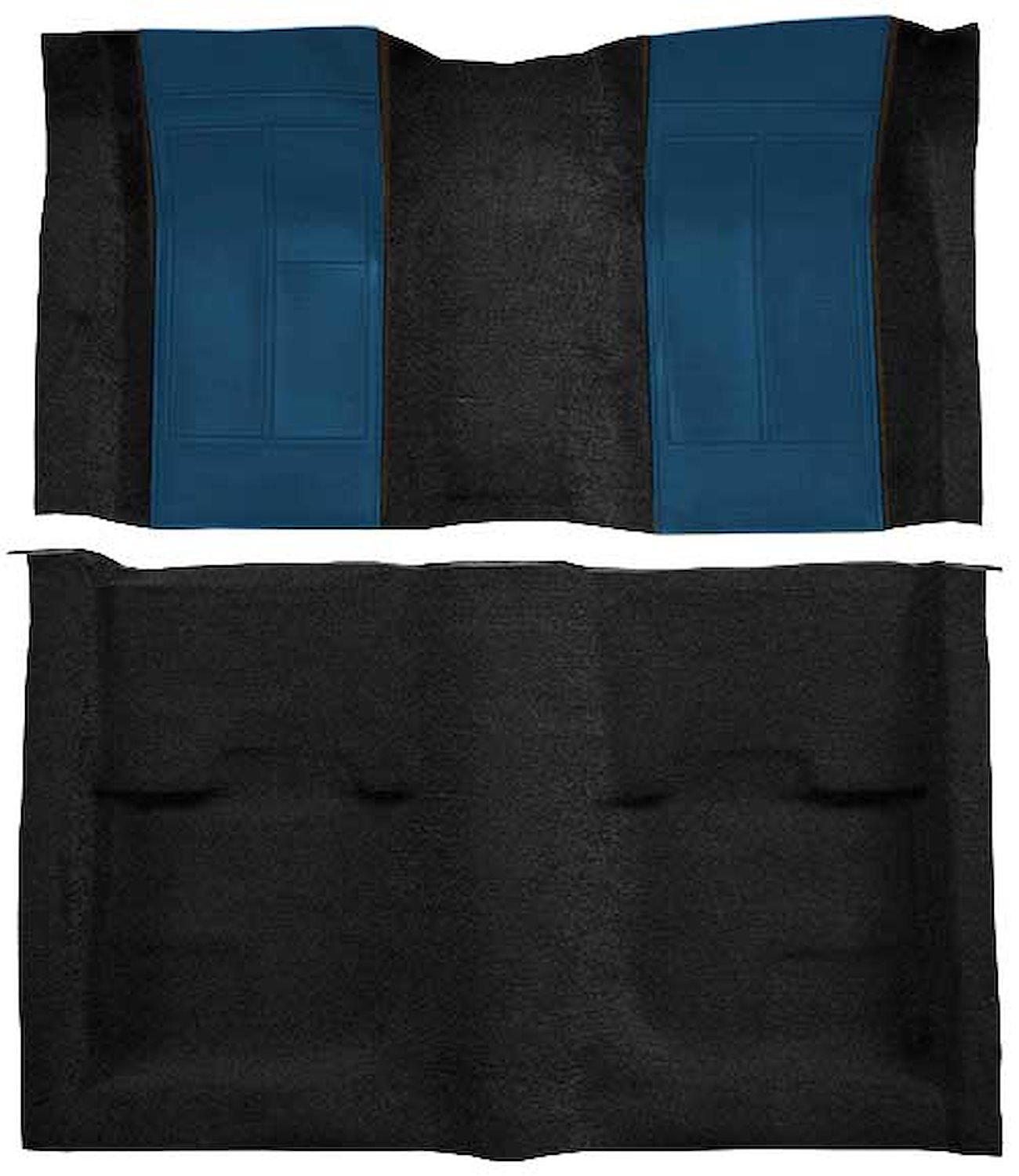 A4109B12 Nylon Loop Floor Carpet With Mass Backing 1970 Mustang Mach 1; Black Carpet/Dark Blue Inserts