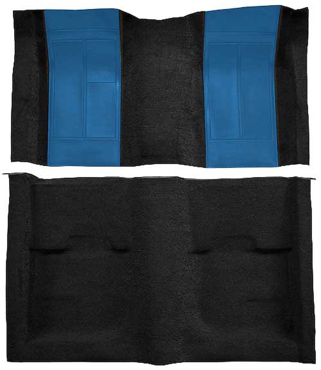 A4109B41 Nylon Loop Floor Carpet With Mass Backing 1970 Mustang Mach 1; Black/Medium Blue Inserts
