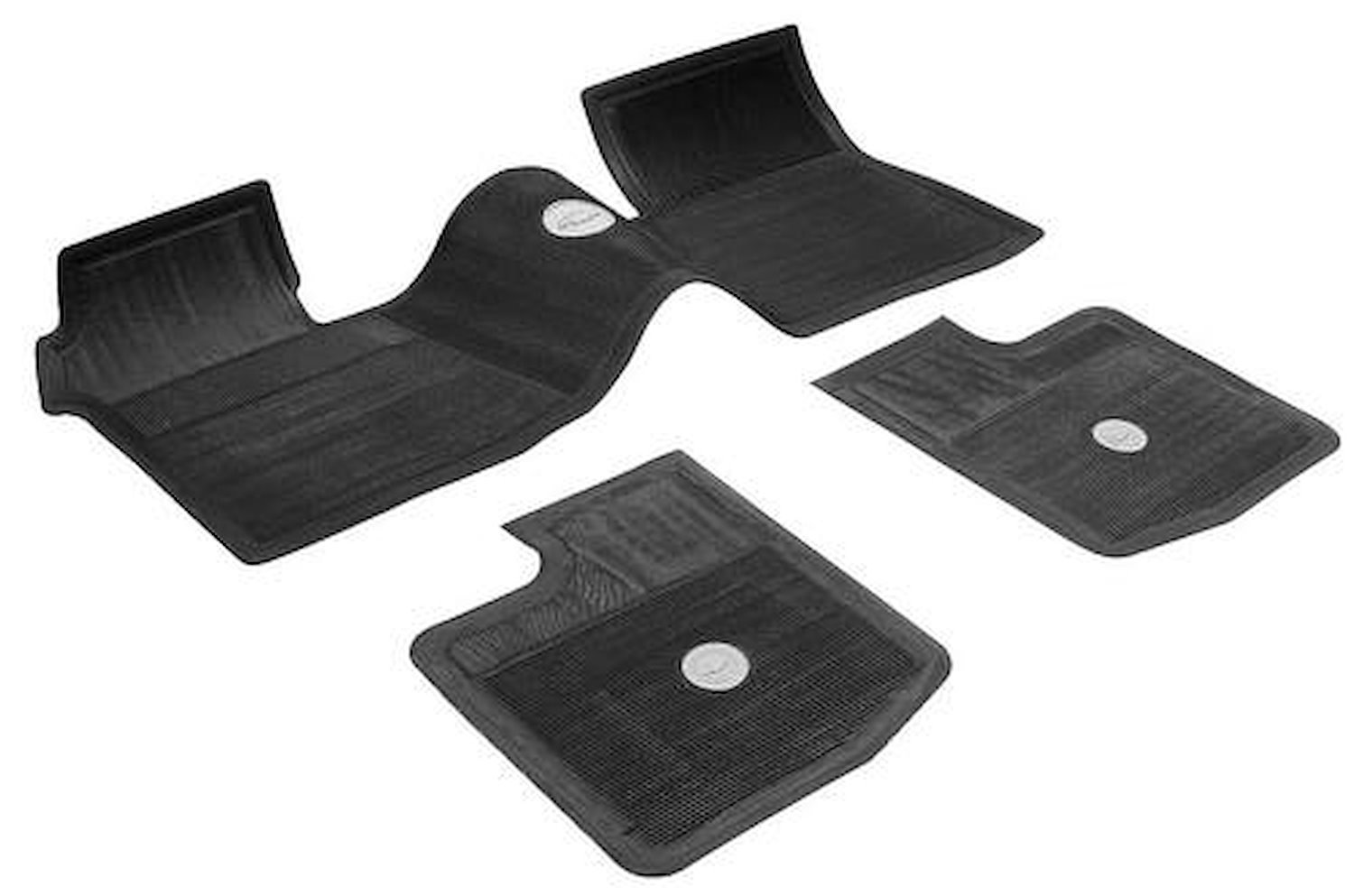 M63001 Bow Tie Rubber Floor Mat Set 1963-64 Impala, Bel Air, Biscayne; w/o Console; Black; Front & Rear
