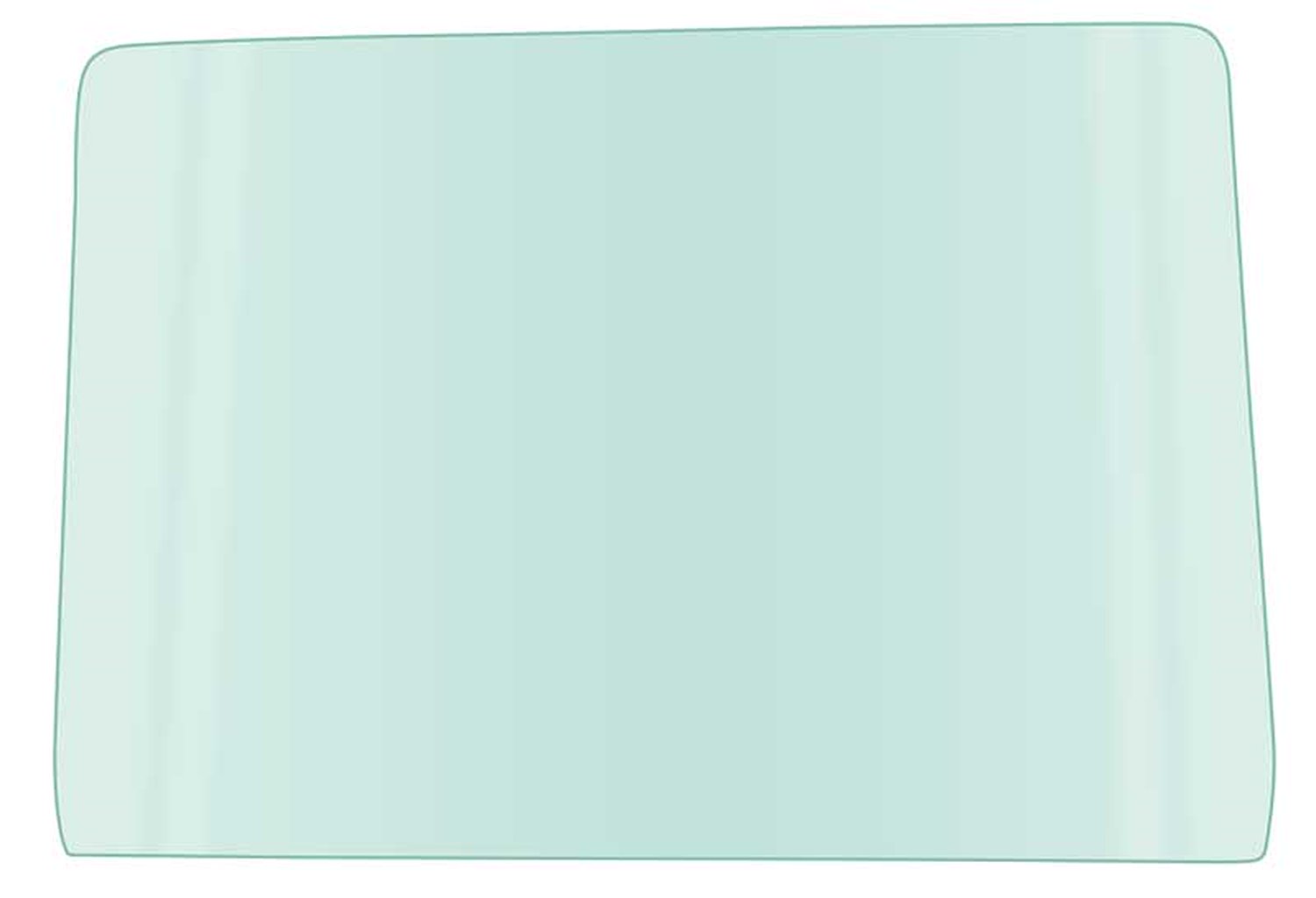 TF41023C Front Door Glass; 1956-57 Chevrolet/Pontiac; 4-Door Hardtop; Green Tint