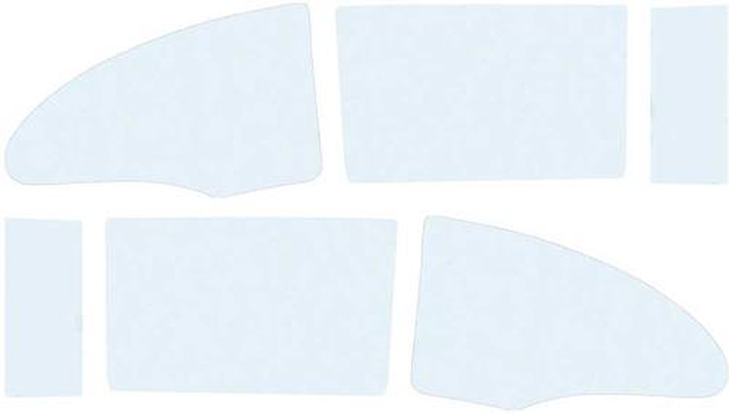 TF41053A Side Window Glass Set 1955-57 Chevrolet 2-Door Sedan/Club Coupe 6-Pieces Clear