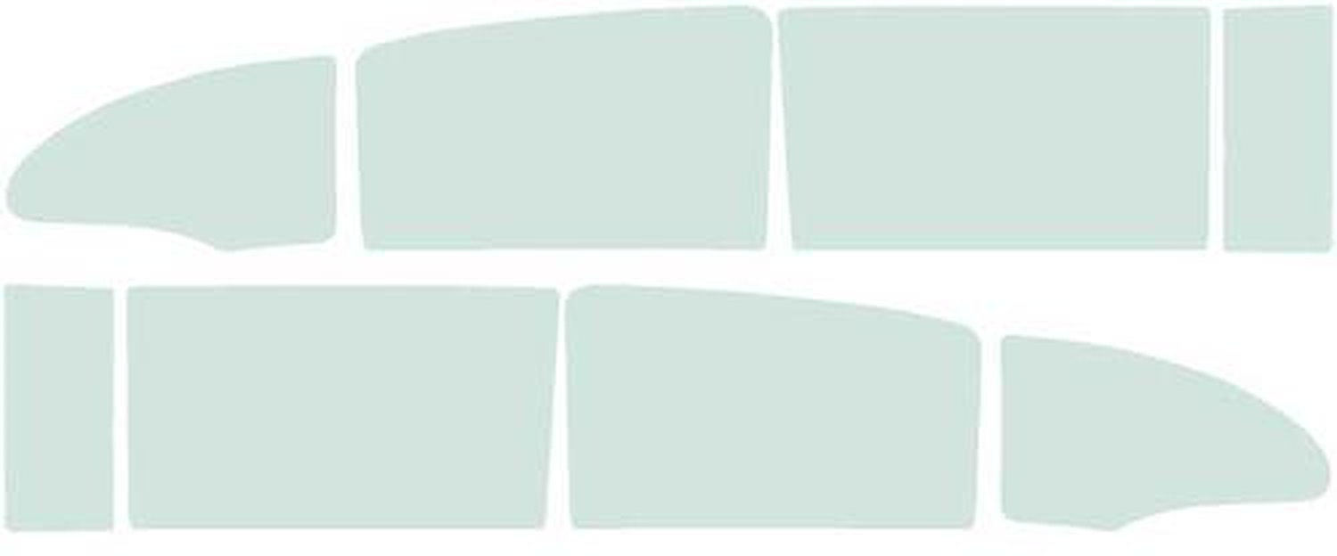 TF41054C Side Window Glass Set 1955-57 Chevrolet 4-Door Sedan 8-Piece Green Tint