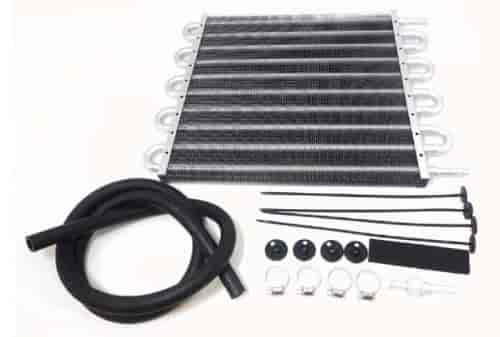 ALUMINUM TRANSSMISSION OIL COOLER 1600 SERIE 3/8 PUSH ON FITTING 12 1/2 HEIGHT 12 CORE