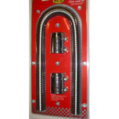 Chrome Stainless Steel Radiator Hose Kit Hose Length: 36"