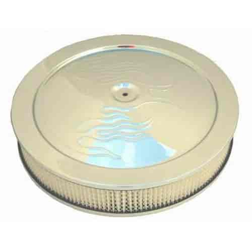 Round Flame Style Muscle Car Style Top Air Cleaner Set 14" x 4"