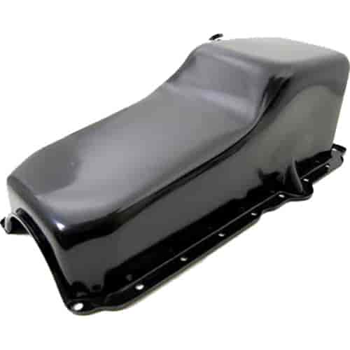 Black Powdercoated Steel Stock Oil Pan 1986-Up Small Block Chevy 283-400 V8