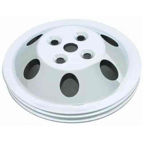 Polished Aluminum SB Chevy V8 Double Groove Water Pump Pulley - SWP Upper