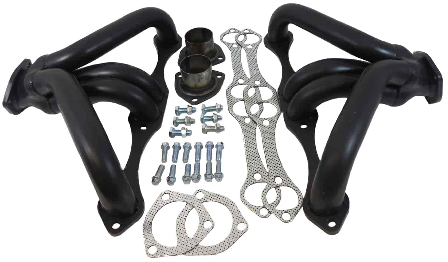 BLACK CERAMIC 1942-UP SB CHEVY HEAVY DUTY STREET HEADER 8MM FLANGE / 8MM REDUCER