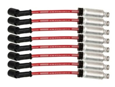 73740 Ultra 40 Red 8.5mm Spark Plug Wire Set for GM Gen III/IV LS, Gen V LT Engines w/Aluminum Heat Shield (9.750 in.)