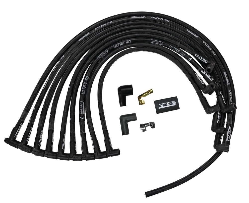 Moroso 73842: Ultra 40 Sleeved Spark Plug Wire Set SBC JEGS