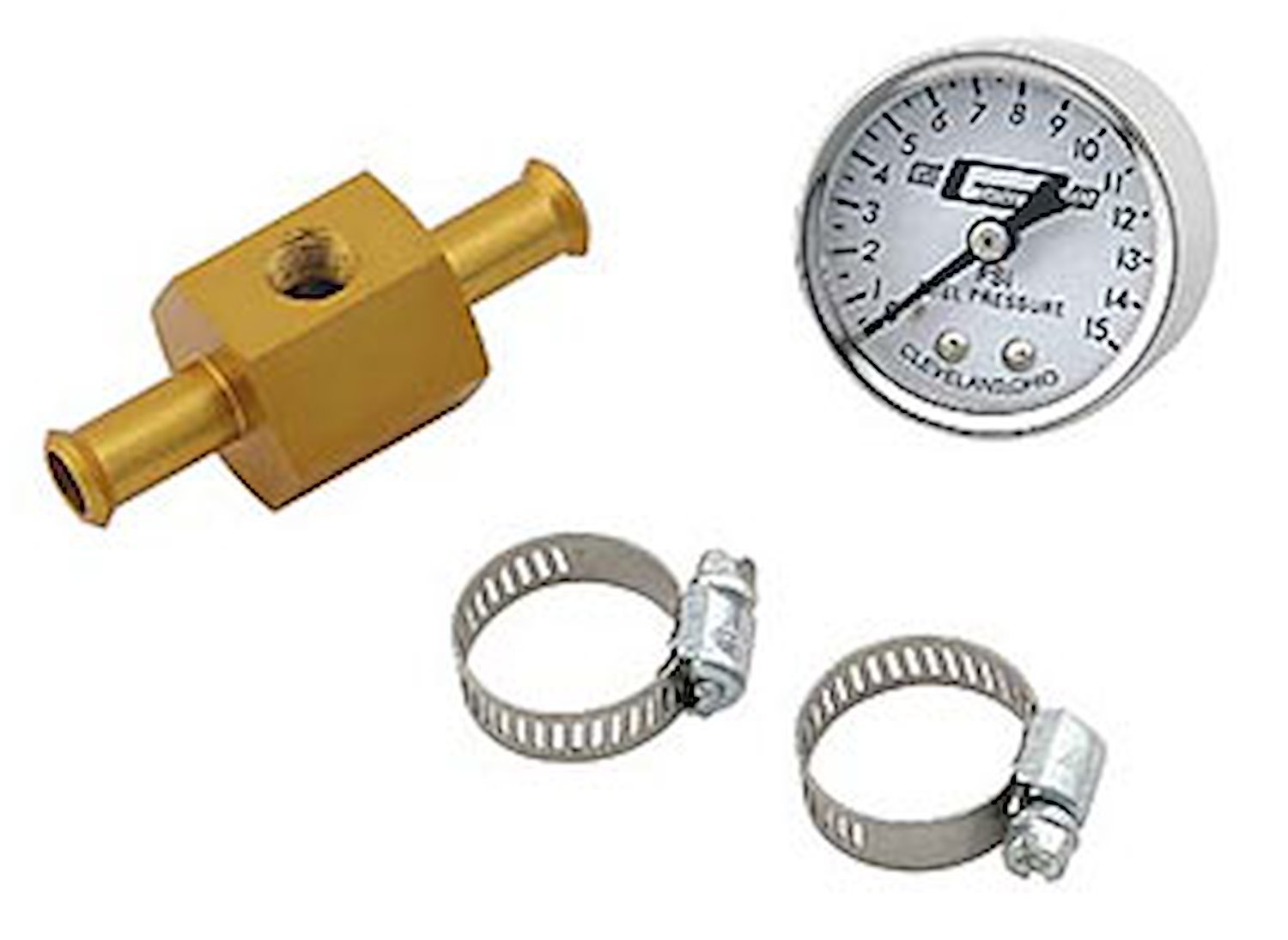 Fuel Pressure Gauge W/ In-Line Adapters 3/8" Inlet & Outlet