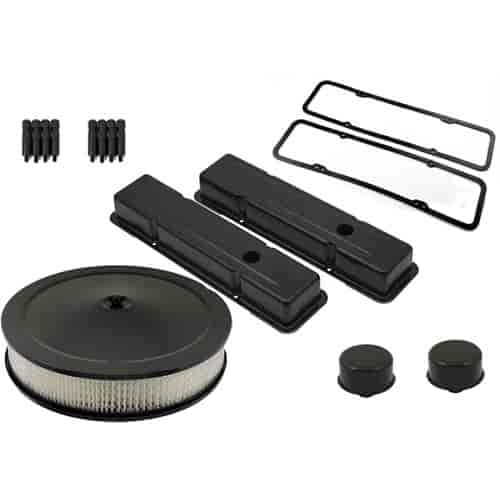 Flat Black Engine Dress-Up Kit 1958-85 Small Block Chevy Includes: