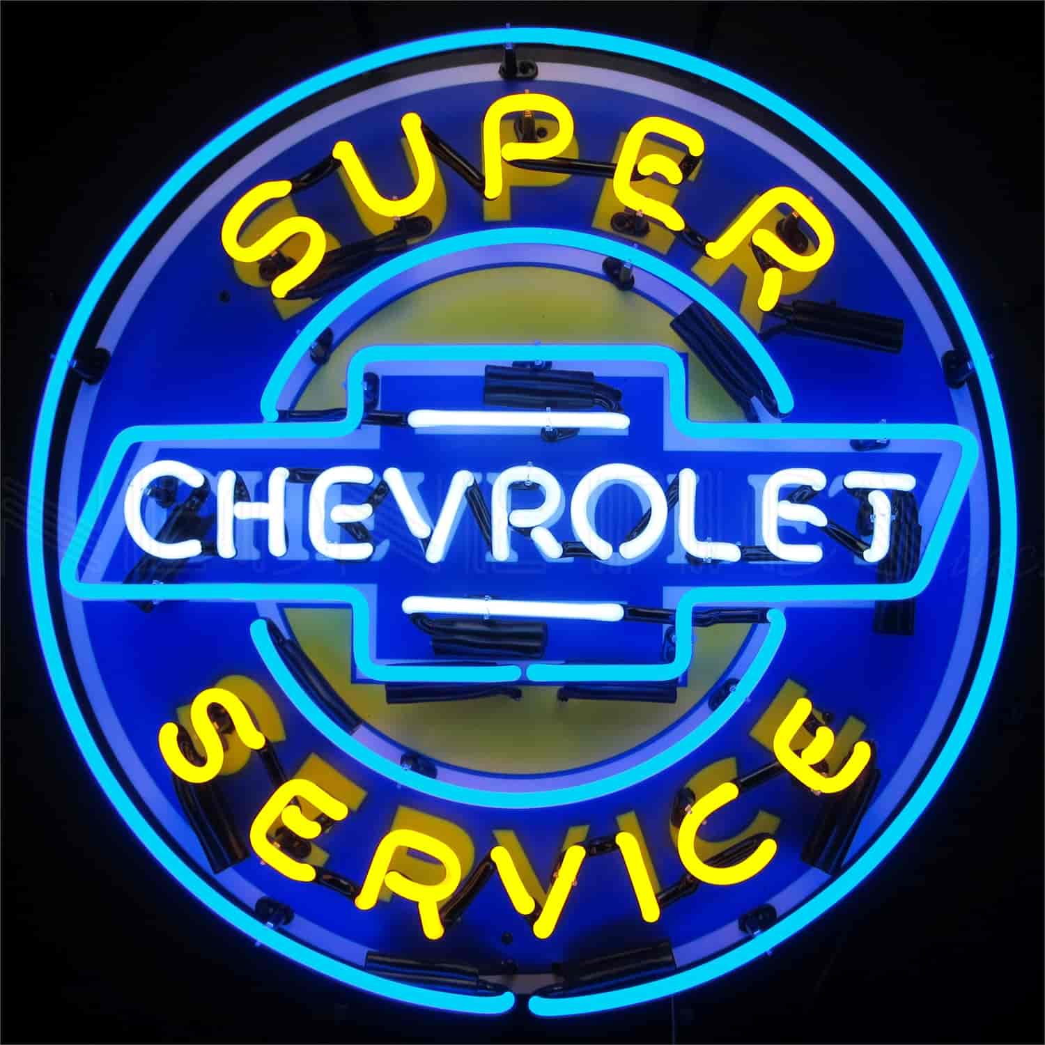 Super Chevrolet Service With Backing Neon Sign
