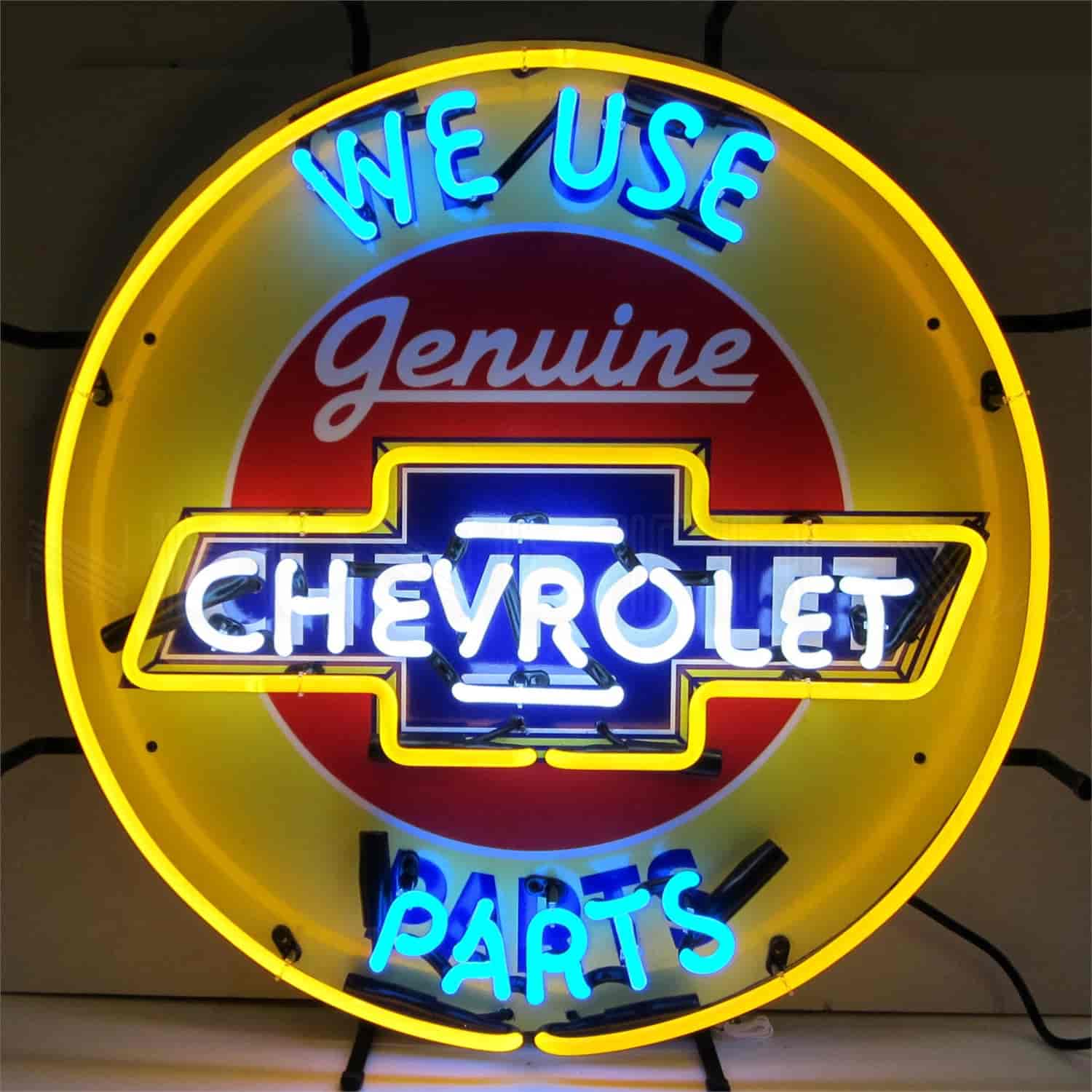 We Use Genuine Chevrolet Parts Neon Sign With Backing