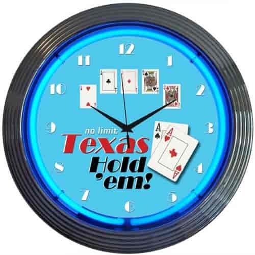 Texas Hold 'em Neon Clock