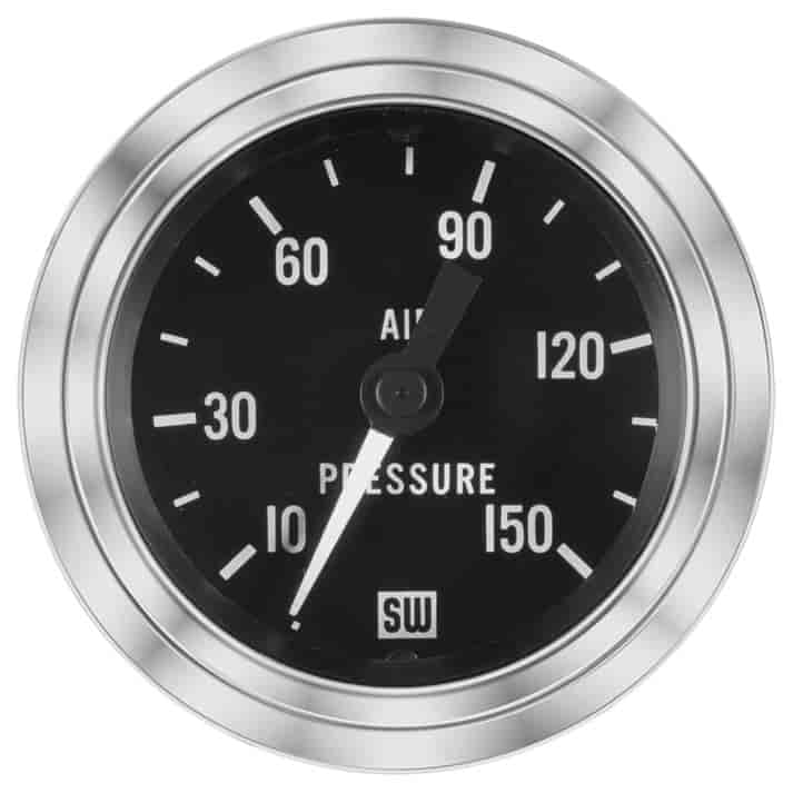 Deluxe-Series Air Pressure Gauge, 2-1/16 in. Diameter, Mechanical - Black Facedial